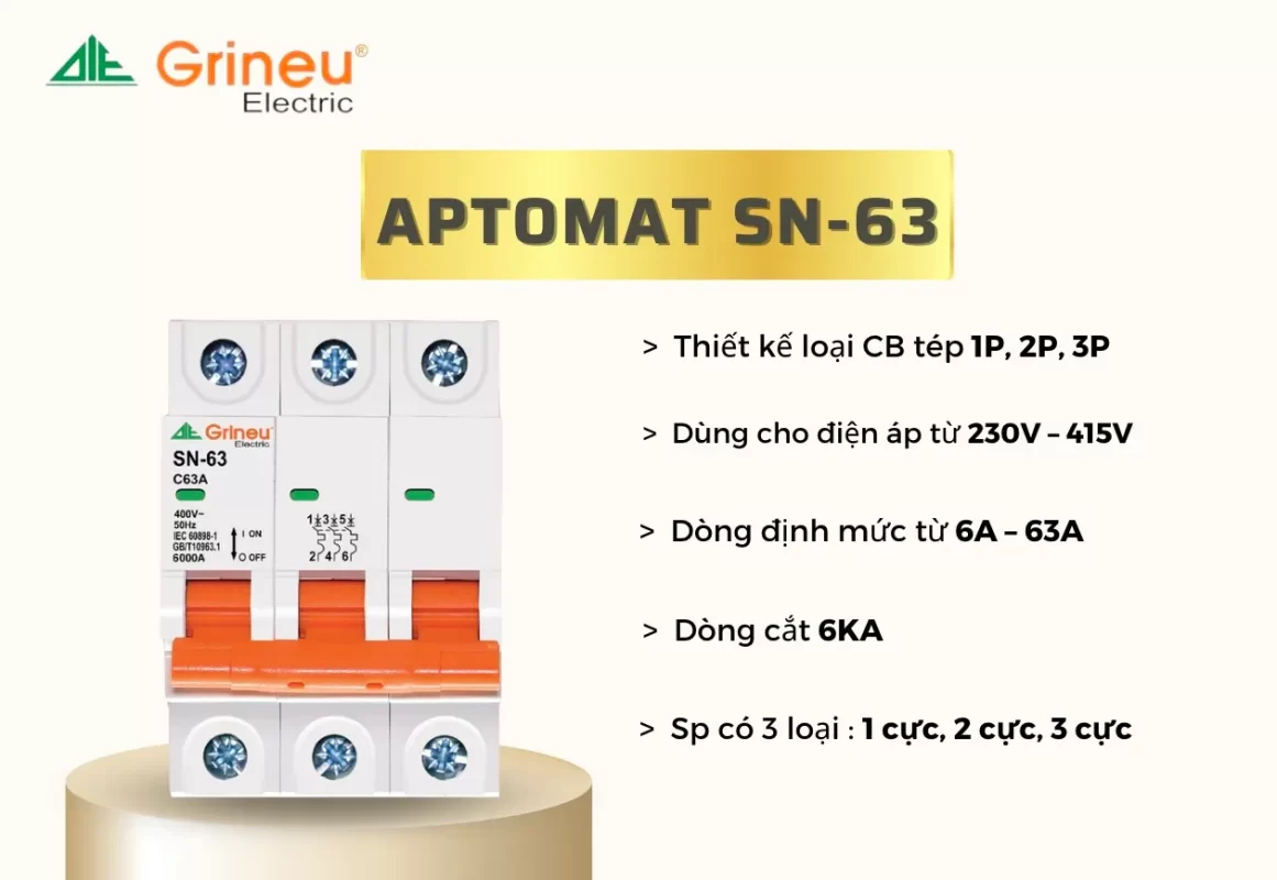 PHÂN LOẠI APTOMAT GRINEU, NHỮNG LƯU Ý KHI LẮP APTOMAT 3 CỰC CHỐNG GIẬT