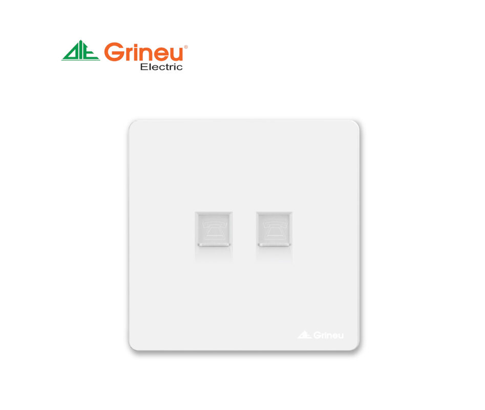 Mặt ổ cắm điện thoại 4 dây + ổ cắm mạng 8 dây Grineu